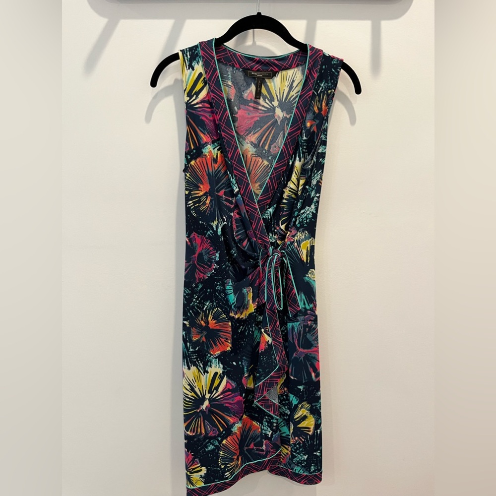 BCBG Max Azria tropical print wrap dress.